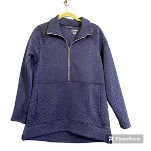 L.L. Bean Womens FlexForward Quilted Half-Zip Pullover Nautical Navy Heather SzM